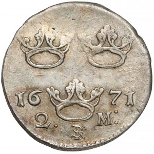 Szwecja, Karol XI, 2 marki 1671 - mała głowa