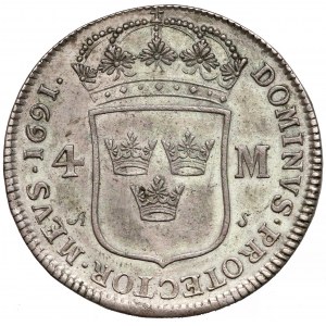 Szwecja, Karol XI, 4 marki 1691 AS