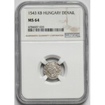 Hungary, Ferdinand I, Denarius Kremnica 1543 KB