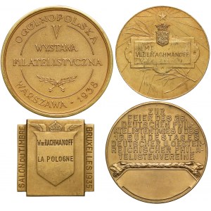 ZŁOTE medale po Włodzimierzu Rachmanowie - FILATELISTYKA (4szt)