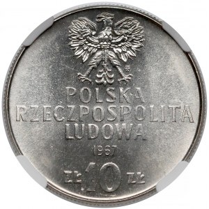 Próba NIKIEL 10 złotych 1967 Świerczewski - bez czapki 
