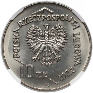 Próba NIKIEL 10 złotych 1972 Port w Gdyni - tło z deseniem