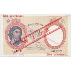 20 złotych 1924 - WZÓR II EM. B - numer w znaku wodnym