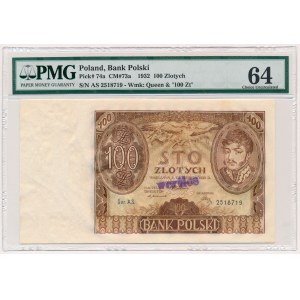 100 złotych 1932 - unieważnione stemplem WERTLOS 