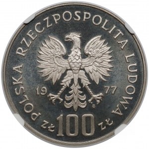 Próba NIKIEL 100 złotych 1977 Reymont - na wprost