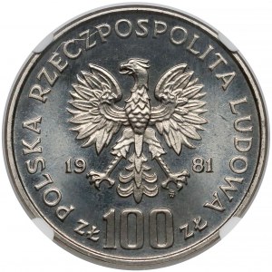 Próba NIKIEL 100 złotych 1981 Sikorski - profil
