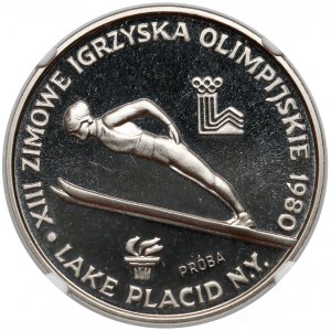 Próba NIKIEL 200 złotych 1980 Lake Placid - skoczek - ze zniczem