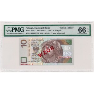 10 złotych 1994 - WZÓR - AA 0000000 - Nr 1680 