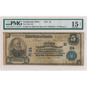 USA, 5 Dollars 1902, National Currency, Cincinnati, Ohio #M24