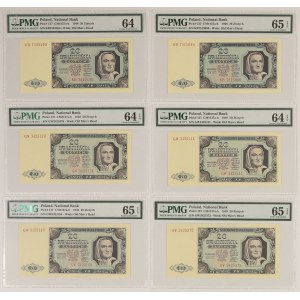 20 złotych 1948 - KB i GW - PMG 65-64 (6szt)