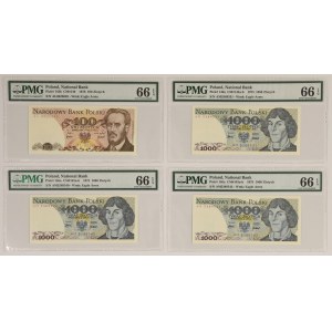 100 i 1.000 zł 1975-76 - PMG 66 EPQ (4szt)