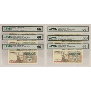 50.000 złotych 1989-93 - PMG 66 EPQ (6szt)