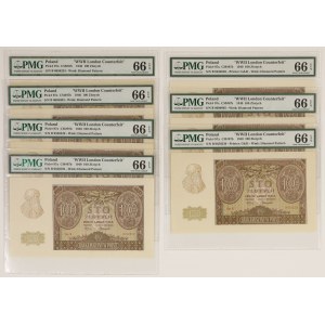 100 złotych 1940 - fałszerstwo ZWZ - PMG 66 EPQ (7szt)