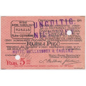 Częstochowa, Ryski Bank Handlowy 5 rubli 1914 UNGÜLTIG
