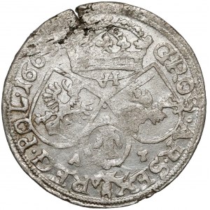 Jan II Kazimierz, Szóstak Kraków 1663 AT - obwódka na awersie