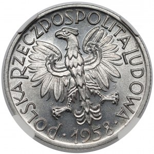  5 złotych 1958 Rybak - wąska 8 - SŁONECZKO i skrętka - RZADKIE