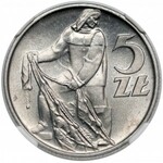  5 złotych 1958 Rybak - wąska 8 - SŁONECZKO i skrętka - RZADKIE