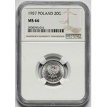 20 groszy 1957 - wąska data - skrętka - rzadka