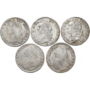 France, Louis XV/Louis XVI, Écu 1752-1788 (5pcs)