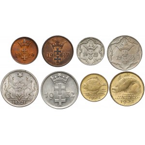 WMG zestaw MENNICZYCH monet, 1 fenig - 1 gulden 1923-37 (8szt)