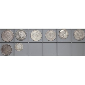 Set of silver coins - Russia, France, Austria... (8pcs)