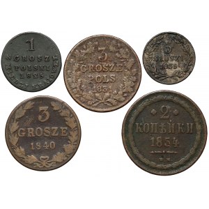 Zabory, zestaw monet 1825-1854 (5szt)