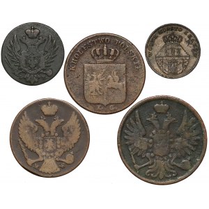 Zabory, zestaw monet 1825-1854 (5szt)