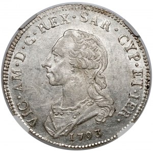 Włochy, Księstwo Sabaudii-Piemontu, Wiktor Amadeusz III, 1/2 scudo 1793