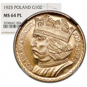 Chrobry 10 złotych 1925 - jak lustrzanka (proof like)