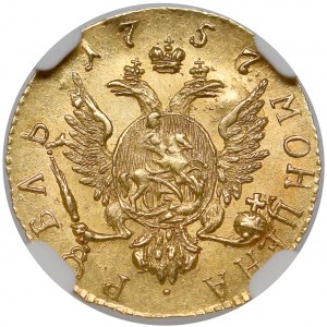 Rosja, Elżbieta, Rubel 1757 - w złocie - piękny