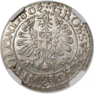 Zygmunt III Waza, Grosz Kraków 1606 - wczesny - menniczy