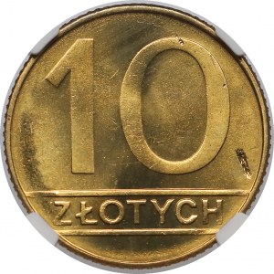 Destrukt 10 złotych 1990 - uszkodzenie stempla Rw. 