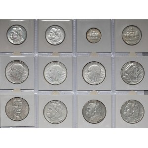 II RP kolekcja typologiczna srebrnych monet (27szt)