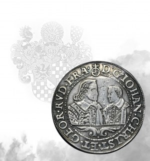 Slezsko, knížectví Legnicko-Brzesko-Wołowskie, Jan Krystian Brzeski a Jerzy Rudolf Legnicki, Zloty Stok thaler 1608 - RARE