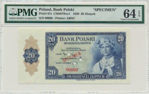 ABNCo, 20 złotych 1939 - SPECIMEN - 00000 - PMG 64 EPQ