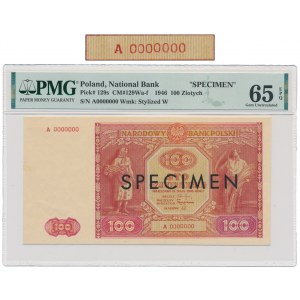 100 zlatých 1946 - SPECIMEN - A 0000000 - PMG 65 EPQ - velmi vzácné