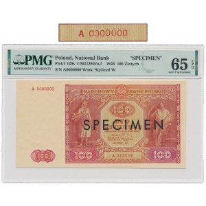 100 złotych 1946 - SPECIMEN - A 0000000 - PMG 65 EPQ - BARDZO RZADKI