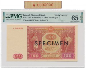 100 Gold 1946 - SPECIMEN - A 0000000 - PMG 65 EPQ - VERY RARE