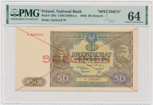 50 zloty 1946 - SPECIMEN - A - PMG 64