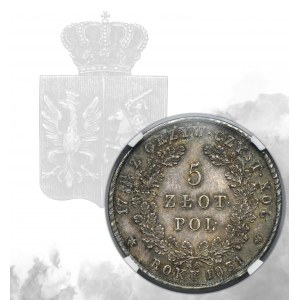 Listopadové povstání, 5 zlotých Varšava 1831 KG - NGC MS61