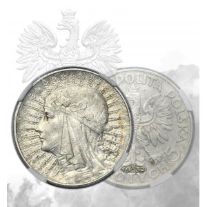 Tête de femme, 5 zlotys Varsovie 1932 - NGC AU53 - RARE