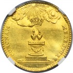 August III Sas, Drážďanský dukát 1738 - NGC UNC DETAILY - Vzácné