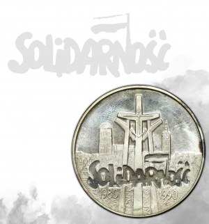 100.000 złotych 1990 Solidarność - ODWRÓCONA FLAGA