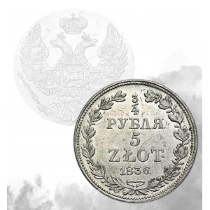3/4 Rubel = 5 Zloty Warschau 1836 MW