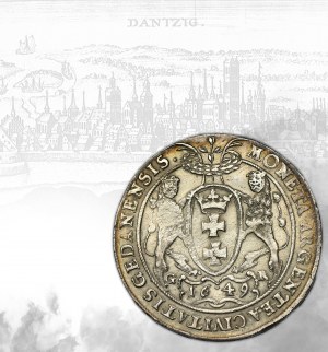 Jean II Casimir, Thaler Gdansk 1649 GR - RARE, queues enveloppées - BEAUTÉ