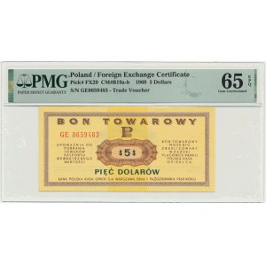 Pewex, 5 dollari 1969 - GE - PMG 65 EPQ