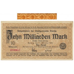 Gdansk 10 milliards 1923 - filigrane  gouttes .