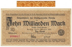 Gdaňsk 10 miliard 1923 - vodoznak 