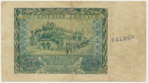 50 złotych 1940 - A - FAŁSZERSTWO Z EPOKI - RZADKIE