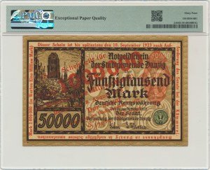 Gdańsk 1 milion marek 1923 - czerwony nadruk - PMG 64 EPQ - RZADKOŚĆ w tym stanie